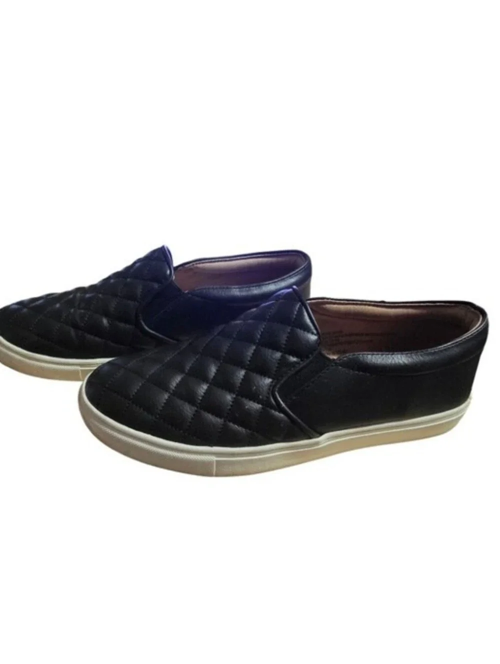 a new day Black Quilted Slip-On Sneakers with White Sole
